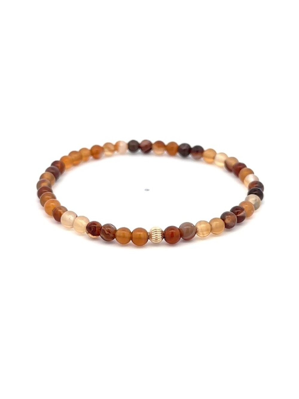 14K Gold Multicolor Agate Gemstone Bracelet 4mm Beaded Stretch Stackable Jewelry